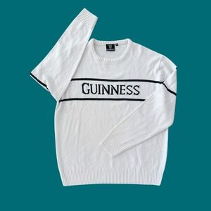 Guinness Mens Logo Sweater Cream White Knit Chest Crew Neck XXL Extra Large